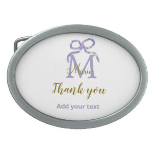 Purple glitter bow add name letter monogram thank belt buckle