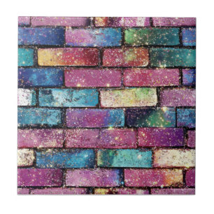 Purple Glitter Brick Pattern Ceramic Tile
