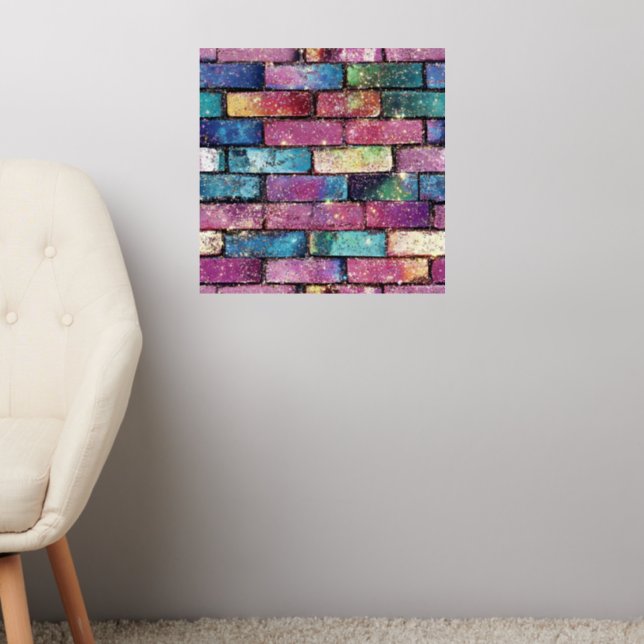 Purple Glitter Brick Pattern Wall Decal (Living Room 2)