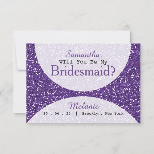 Purple Glitter Bridal Party Bridesmaid Invitation