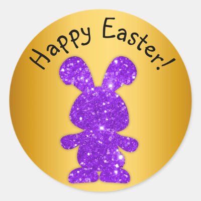Purple Glitter Bunny Happy Easter