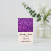 purple glitter business cards (Standing Front)