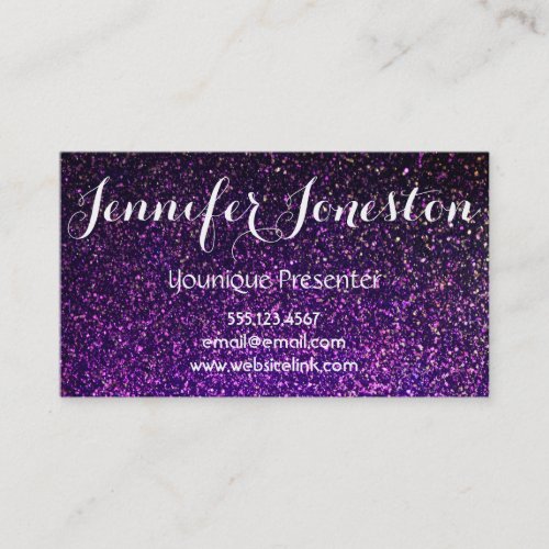 purple glitter business cards presenter cards