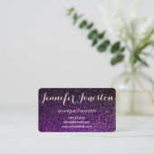 purple glitter business cards, presenter cards (Standing Front)