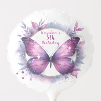 Purple Glitter Butterfly - Birthday Balloon