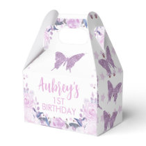 Purple Glitter Butterfly Birthday Gable Favor Box