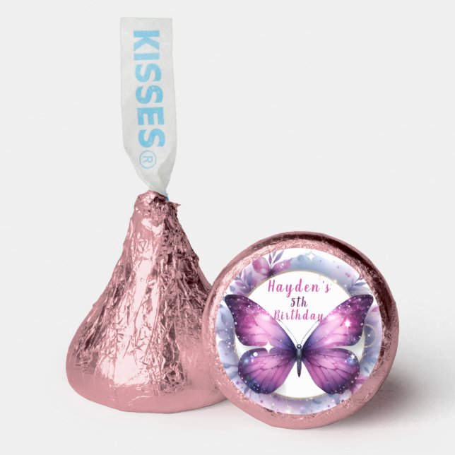 Purple Glitter Butterfly - Birthday Hershey®'s Kisses® (Front)