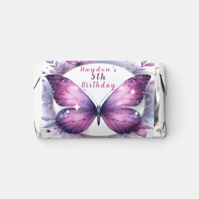 Purple Glitter Butterfly - Birthday Hershey's Miniatures (Front)