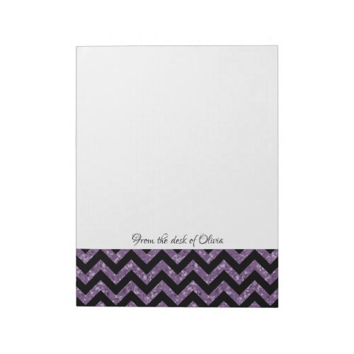 Purple Glitter Chevron Notepad