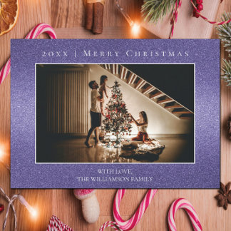 Purple Glitter Christmas Photo Card