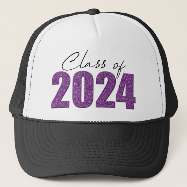Purple Glitter Class of 2024 Trucker Hat (Front)