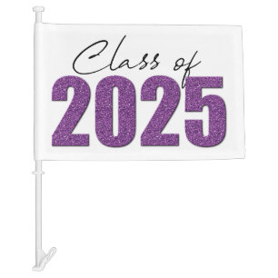 Purple Glitter Class of 2025 Car Flag