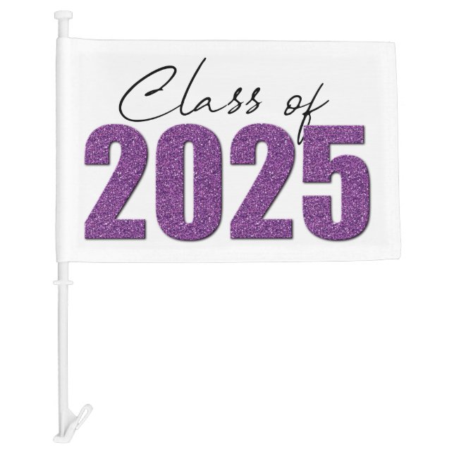 Purple Glitter Class of 2025 Car Flag (Front)
