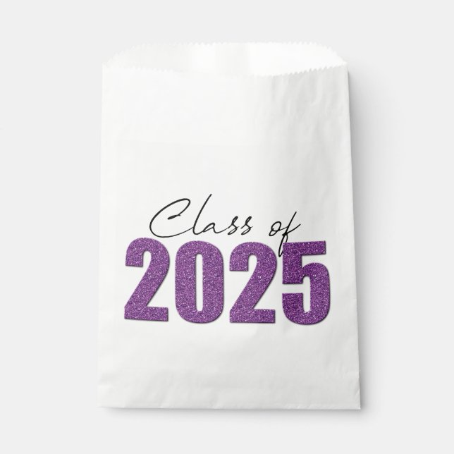 Purple Glitter Class of 2025 Favor Bag (Front)