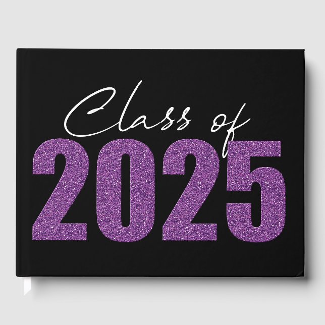 Purple Glitter Class of 2025 Guest Book (Front)