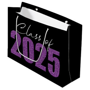 Purple Glitter Class of 2025 Large Gift Bag