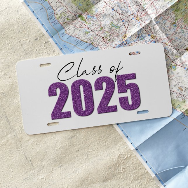 Purple Glitter Class of 2025 License Plate (In Situ)