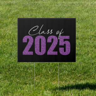 Purple Glitter Class of 2025 Sign