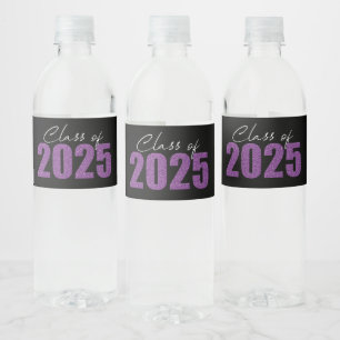 Purple Glitter Class of 2025 Water Bottle Label