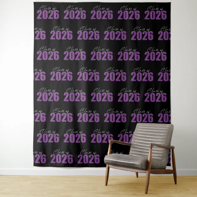 Purple Glitter Class of 2026 Photo Backdrop | Zazzle
