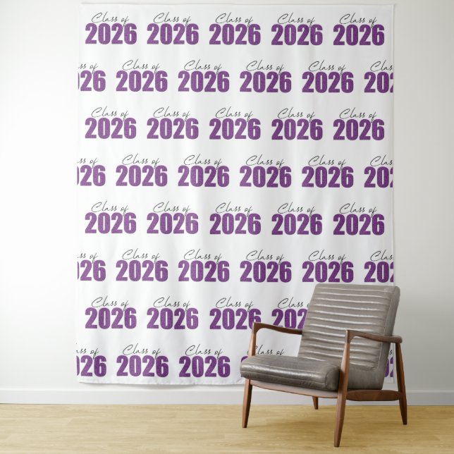 Purple Glitter Class of 2026 Photo Backdrop (In Situ)