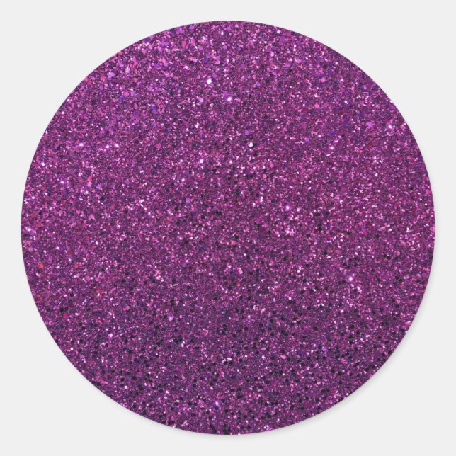 Purple glitter classic round sticker (Front)