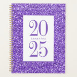 Purple Glitter Colorful Personalized 2025 Planner<br><div class="desc">Fun purple - so very purple - and lavender faux glitter sparkle background on a new classic luxurious looking undated planner for 2025 with custom name or planner subject title inside a square on the front cover.</div>