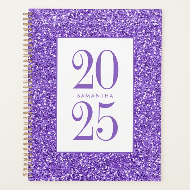Purple Glitter Colorful Personalized 2025 Planner (Front)