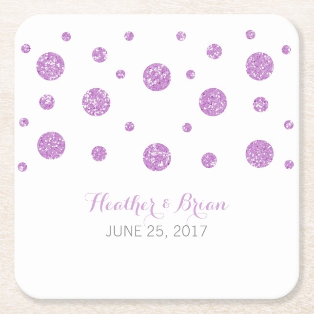 Purple Glitter Confetti Paper Coasters (Front)