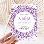 Purple Glitter Confetti Playful Birthday Invitation<br><div class="desc">This fun confetti glitter birthday party invitation features faux gold sparkly glitter and your custom text.  Additional options for text and layout are available if you choose to customize further.</div>