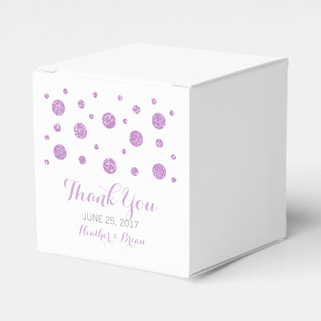Purple Glitter Confetti Wedding Favor Boxes (Front Side)
