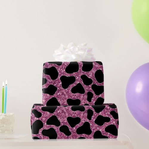 Purple Glitter Cow pattern Wrapping Paper