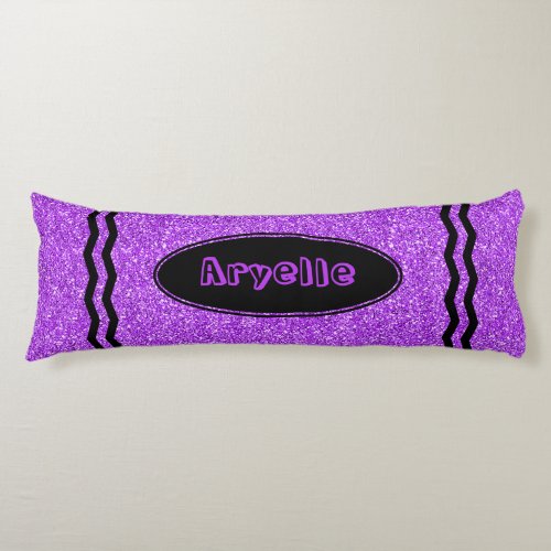 Purple Glitter Crayon Custom Name Body Pillow