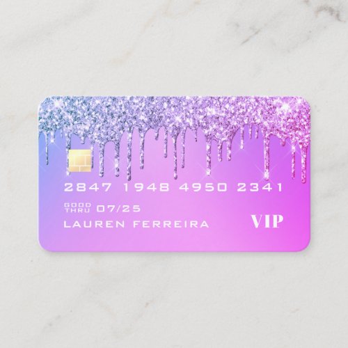 Purple Glitter Credit Card Style Business Card
