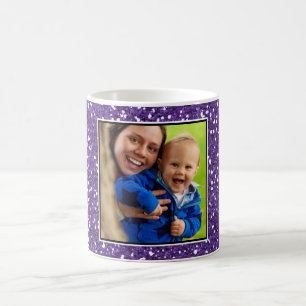 Purple Glitter Custom Photo Coffee Mug