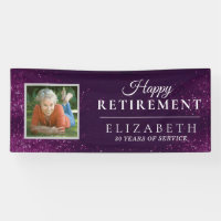 Purple Glitter Custom Photo Retirement Party Banne