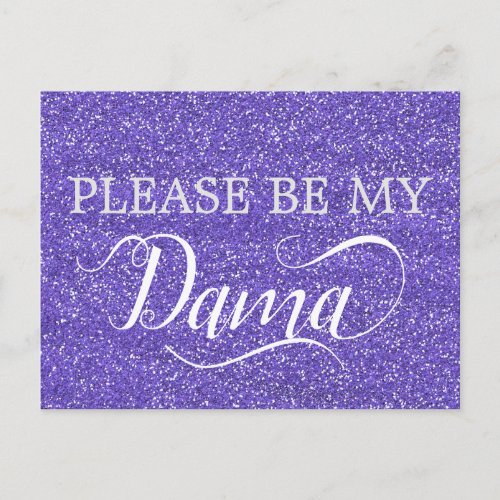Purple Glitter Dama Quinceanera Dama Proposal Invitation Postcard