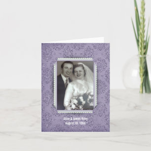 purple glitter damask frame for anniversary invitation