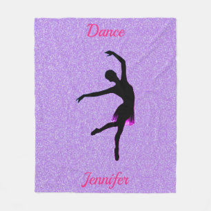Purple Glitter Dance Personalized Fleece Blanket