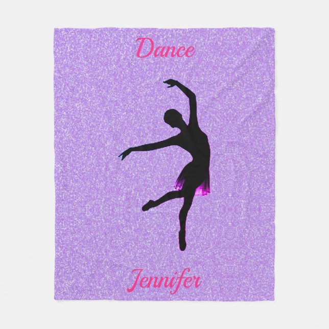 Purple Glitter Dance Personalized Fleece Blanket (Front)