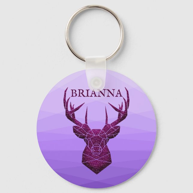 Purple Glitter Deer Keychain (Front)