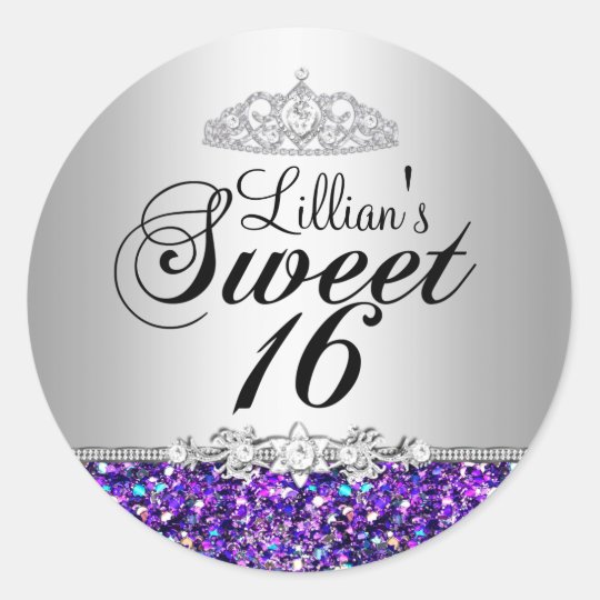 sticker sheet 16 template per Purple Diamond 16 Glitter & Sweet Sticker Tiara  Zazzle.com