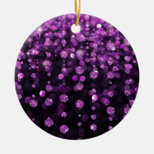 Purple Glitter Diamonds Ceramic Ornament