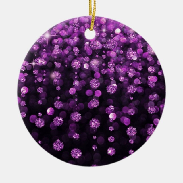 Purple Glitter Diamonds Ceramic Ornament (Front)