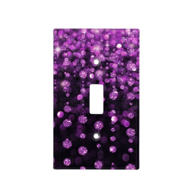 Purple Glitter Diamonds Light Switch Cover (Front)