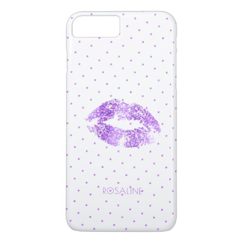 Purple Glitter Dots  Lips Kiss iPhone 8 Plus7 Plus Case