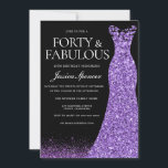 Purple Glitter Dress Gown 40th Birthday Party Invitation<br><div class="desc">Purple Glitter Dress Gown 40th Birthday Party Invitation
Also available as a digital download
Variations to the invitation and matching items in our store</div>