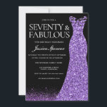 Purple Glitter Dress Gown 70th Birthday Party Invitation<br><div class="desc">Purple Glitter Dress Gown 70th Birthday Party Invitation
Variations to the invitation and matching items in our store</div>