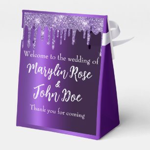 PURPLE GLITTER DRIP ELEGANT FAVOR BOXES