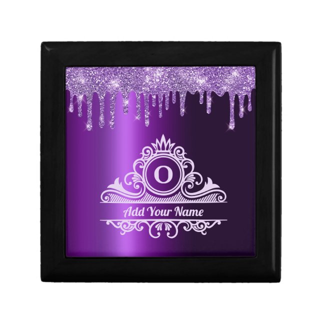 PURPLE GLITTER DRIP ELEGANT MONOGRAM  GIFT BOX (Front)